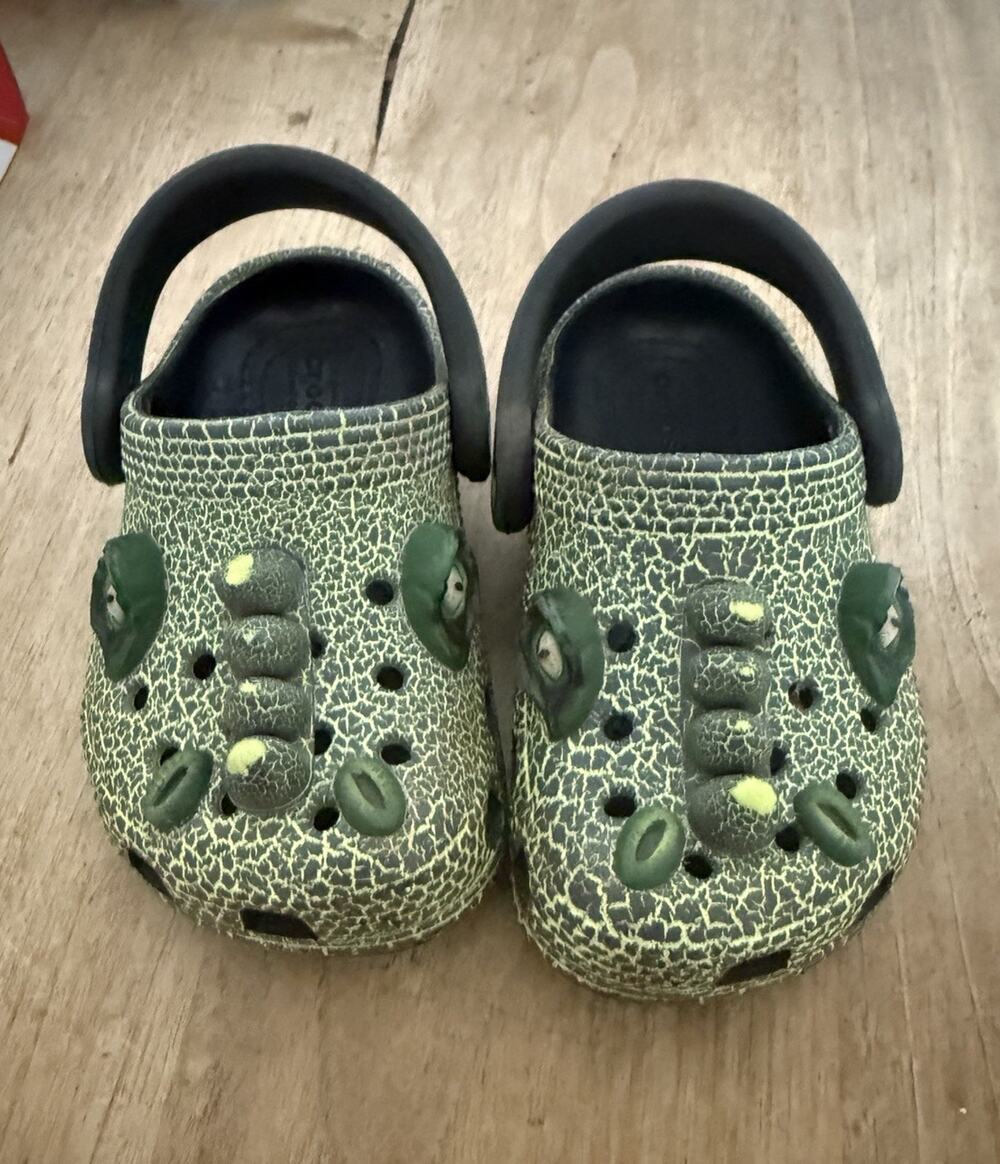 CROCS Classic I am Scary Dino Toddler Size C6 Green Clogs Dinosaur Slip On Shoes